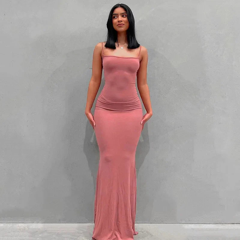 Satin Edition Backless Bodycon Maxi Slip Dress