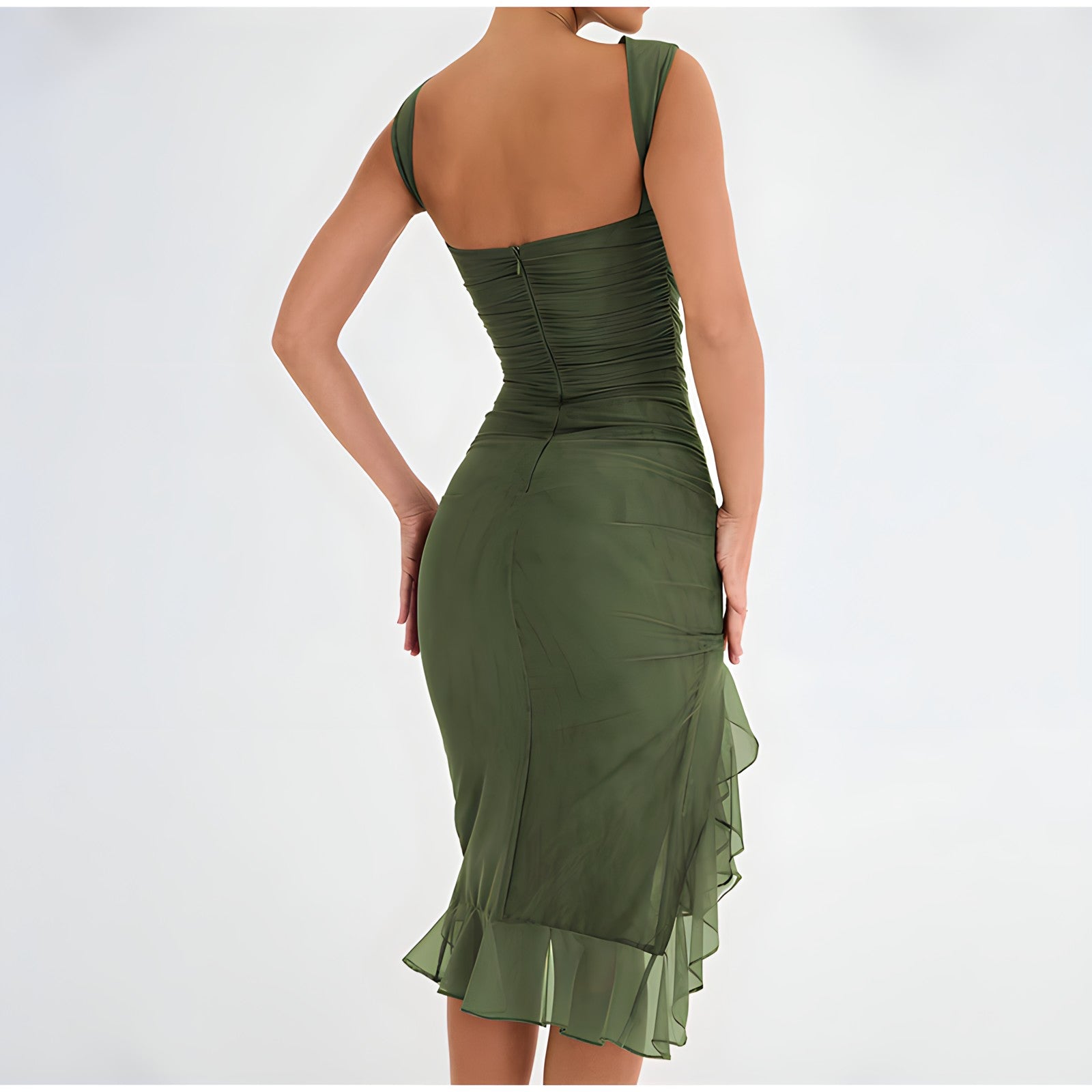Exclusive Ariana Midi Dress with Ruffles Elevated Occasion Wear