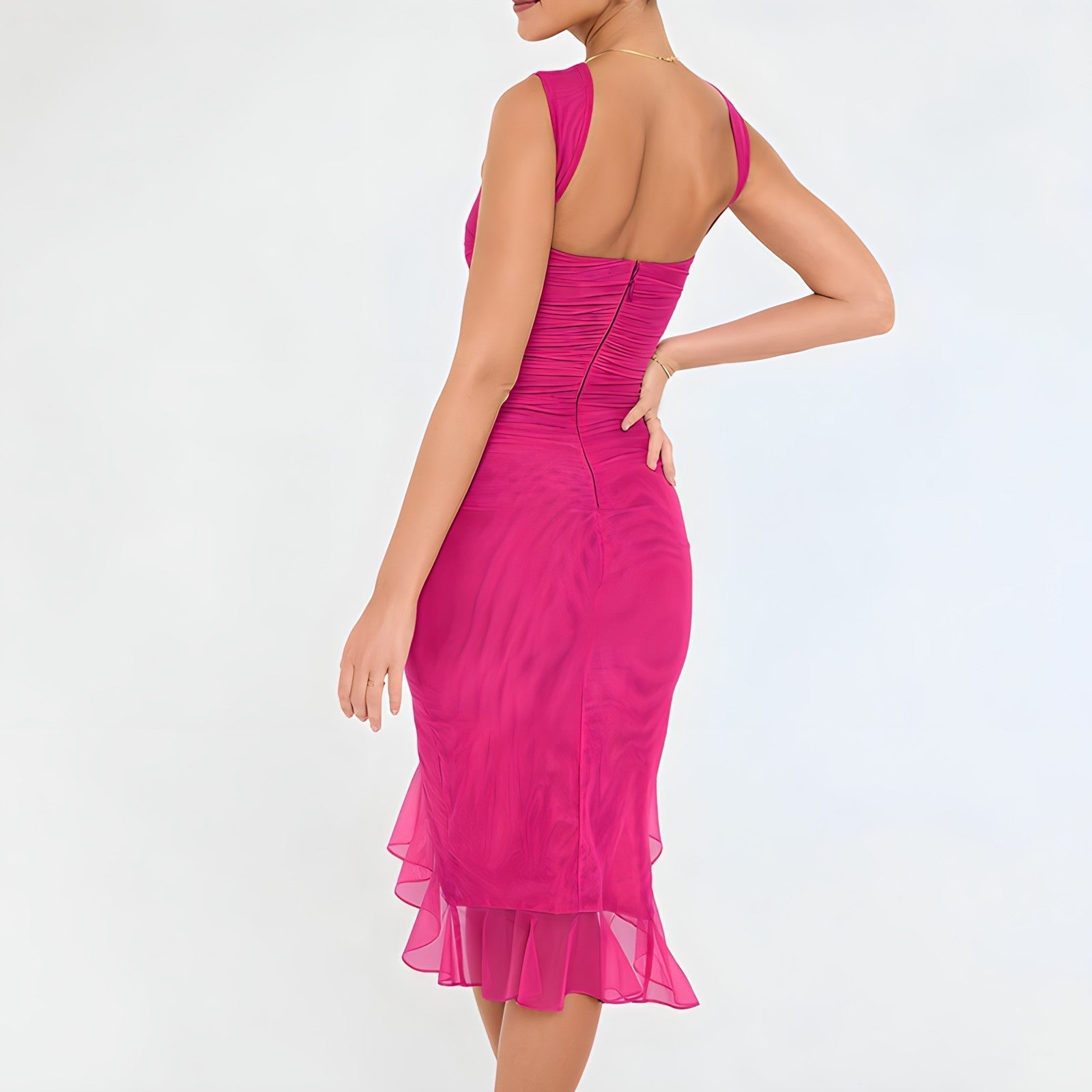 Exclusive Ariana Midi Dress with Ruffles Elevated Occasion Wear