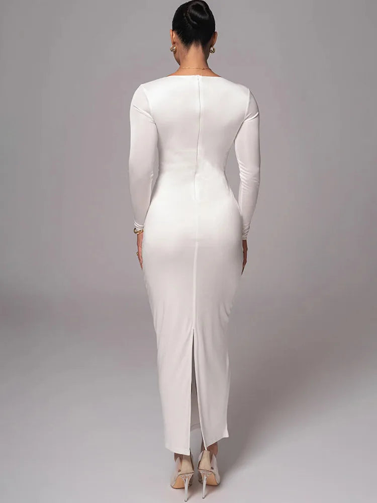 Long Hollow Sleeve Bodycon Midi Dress