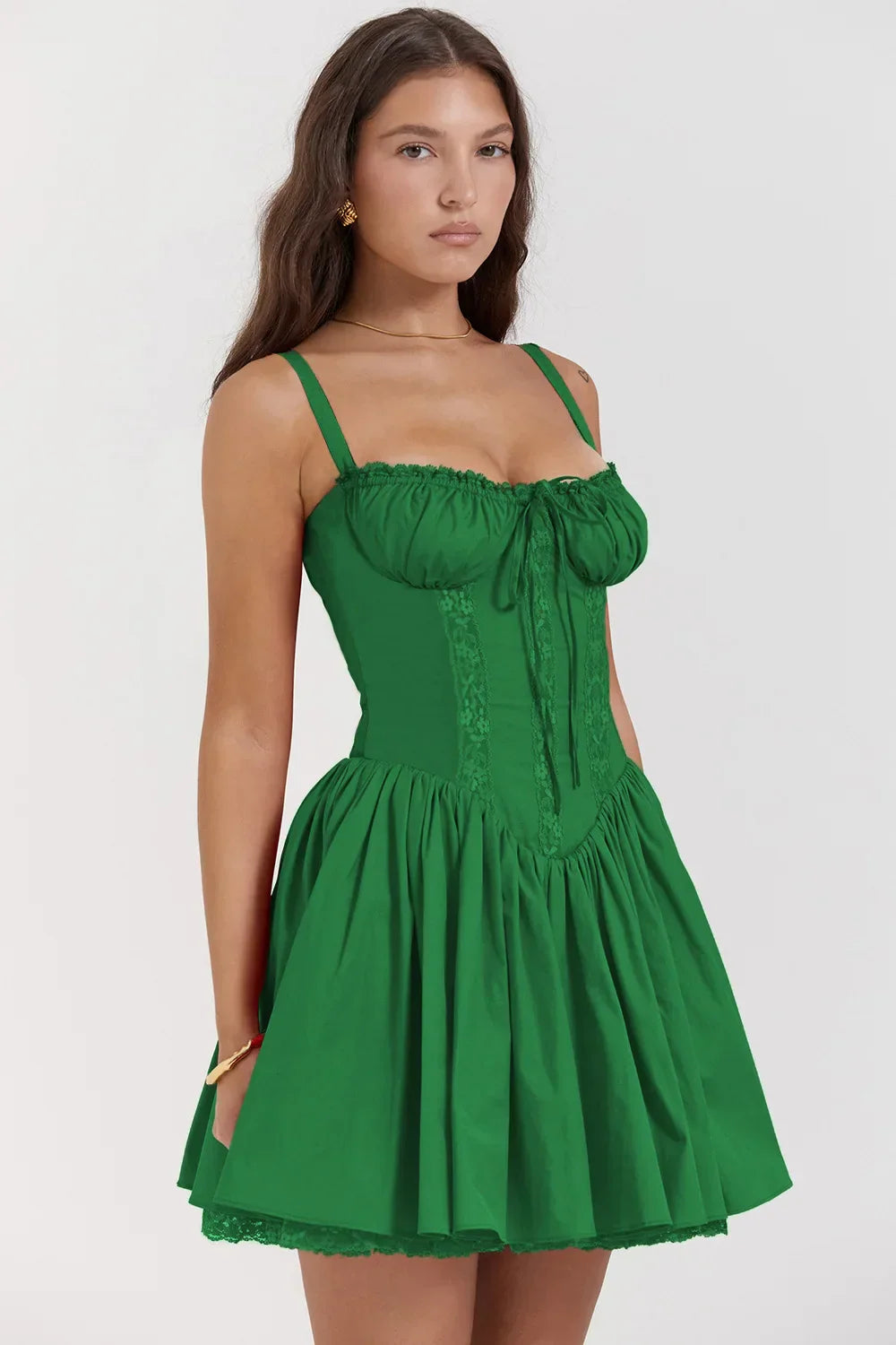 ALine Lace Spaghetti Strap Mini Dress