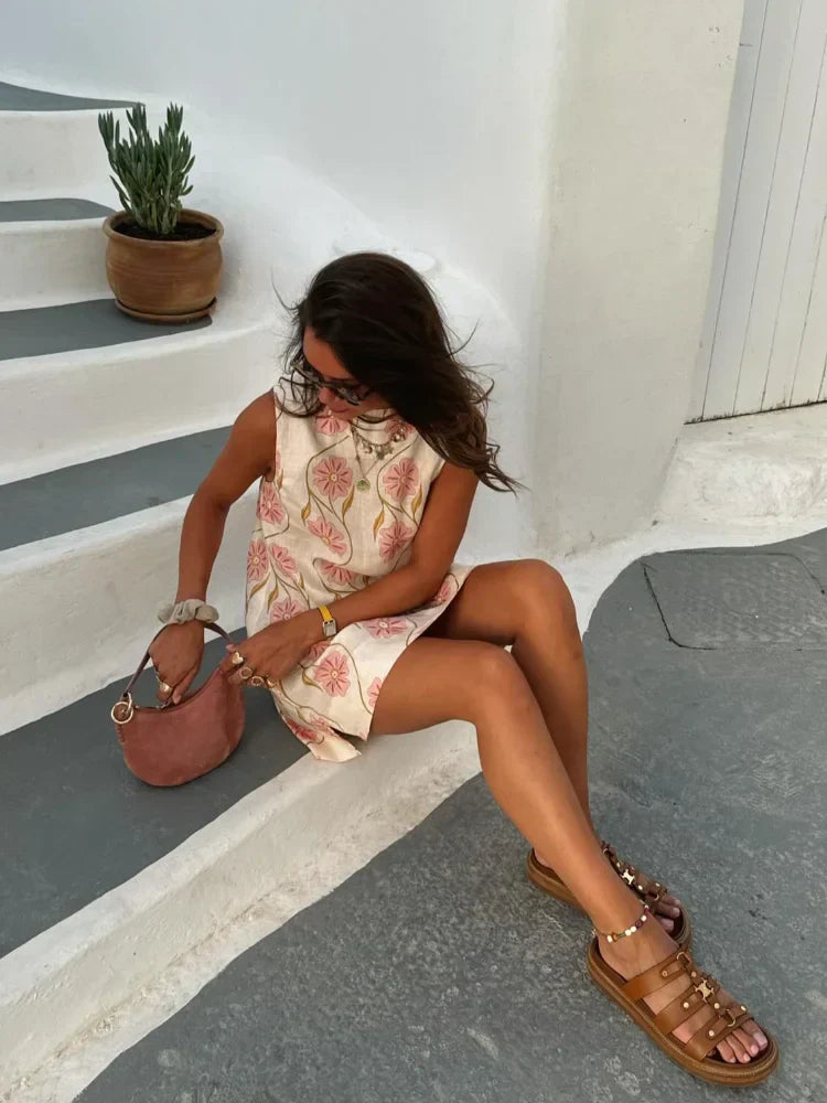 Minimalist Fabiana Mini Dress with Flowers Chic Silhouette Collection