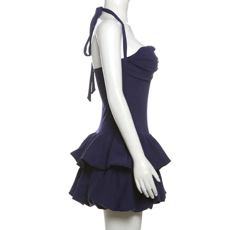 Attractive Backless Spring Mini Dress Women Square Collar Patchwork Bandeau Fashion Solid 2025 Dress Female Bodycon Dress