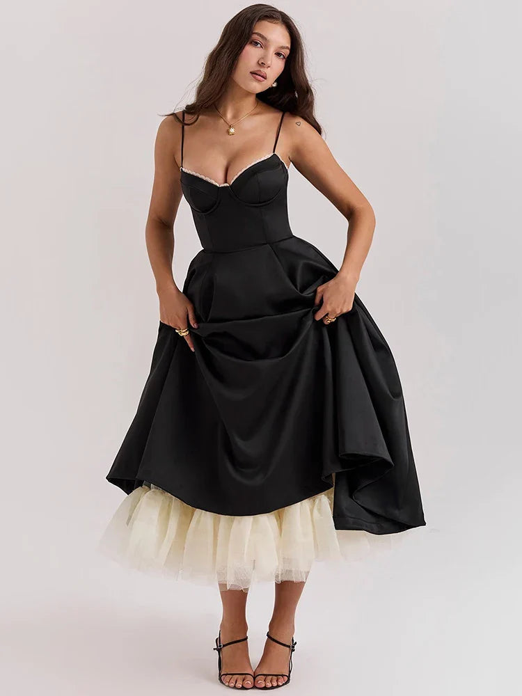 Backless Aline Spaghetti Strap Midi Dress