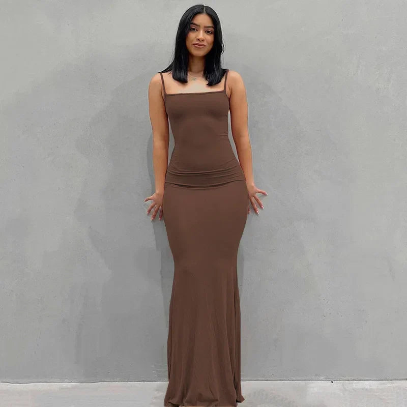 Satin Edition Backless Bodycon Maxi Slip Dress