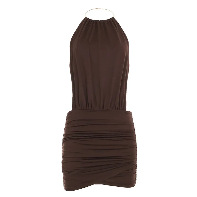 Ring Metal Halter Mini Dress