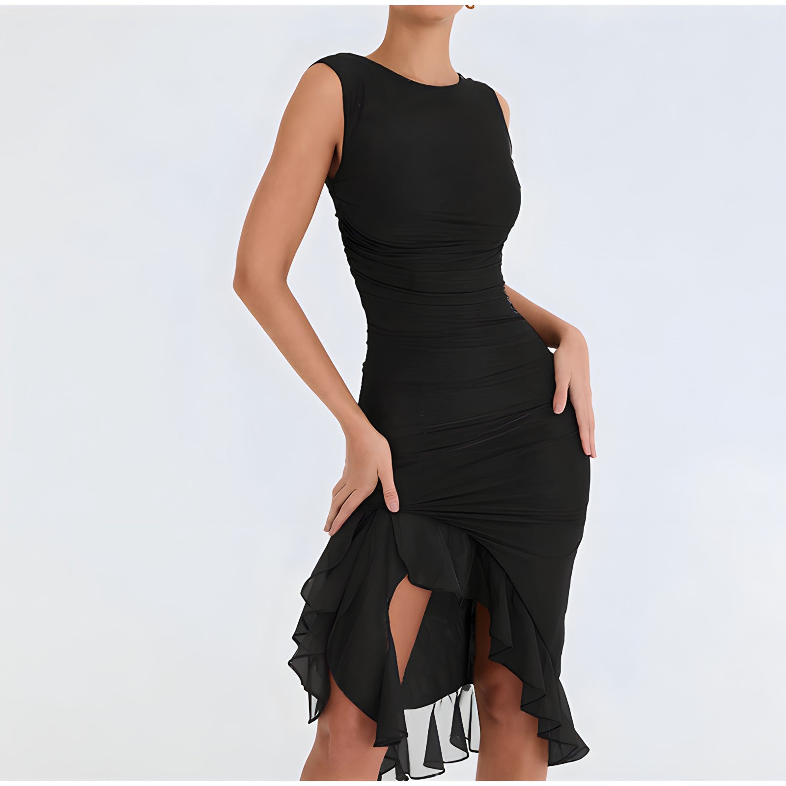 Exclusive Ariana Midi Dress with Ruffles Elevated Occasion Wear