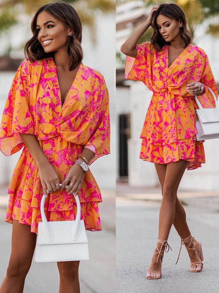 V-neck Filomena Mini Dress for Women Chic Boutique Style
