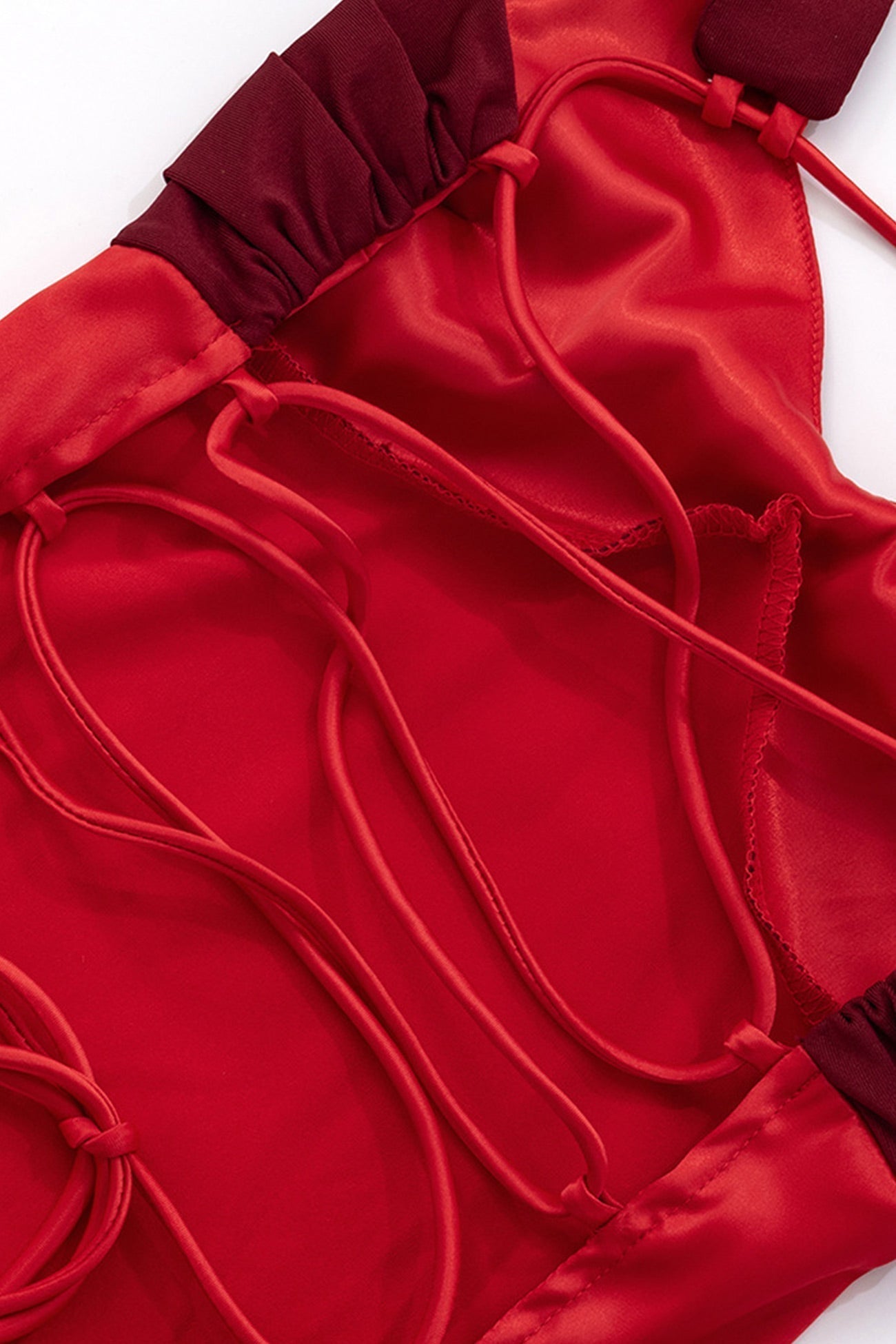 Contrast Satin Color Tie up Cami Dress