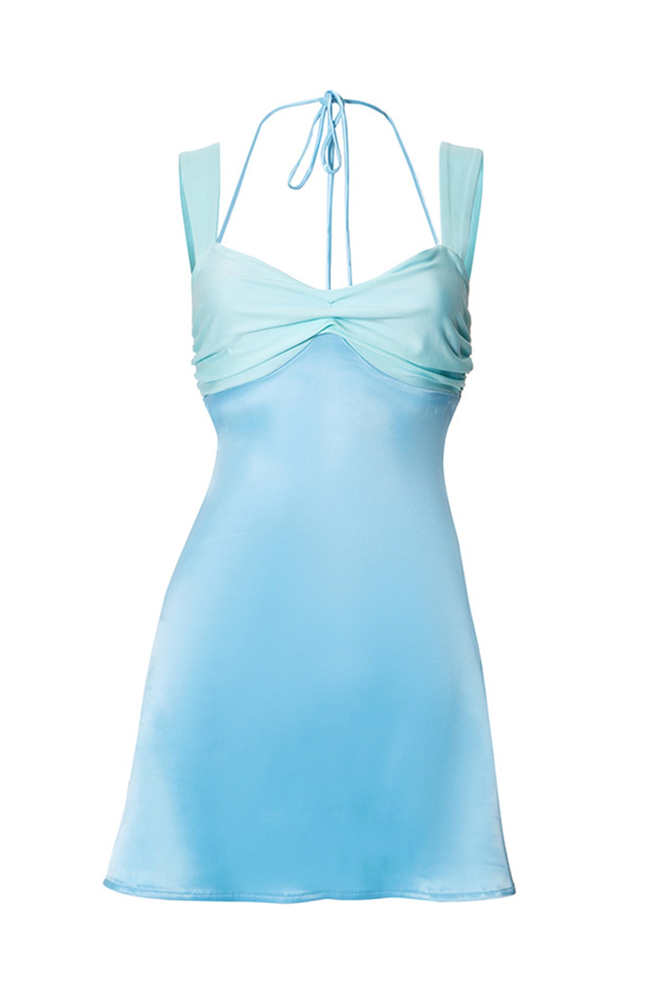 Contrast Satin Color Tie up Cami Dress