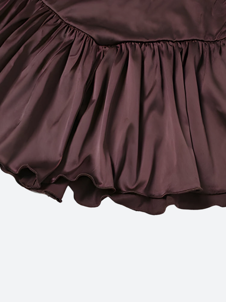 Ruffled Satin Mini Dress