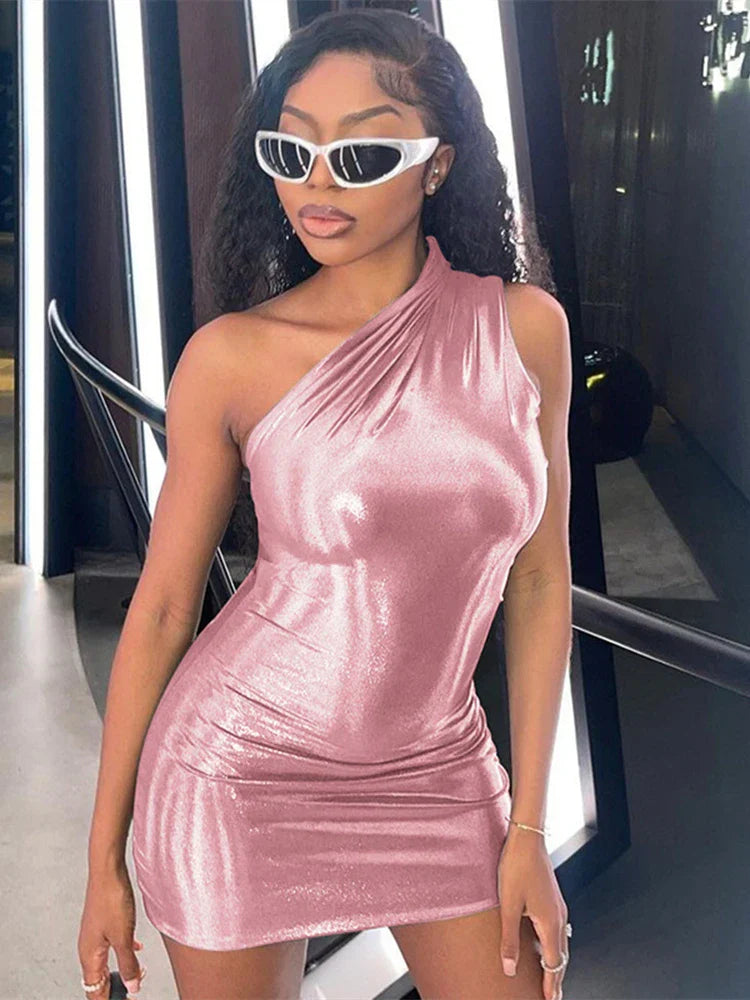 Shoulder One Irregular Skinny Mini Dress