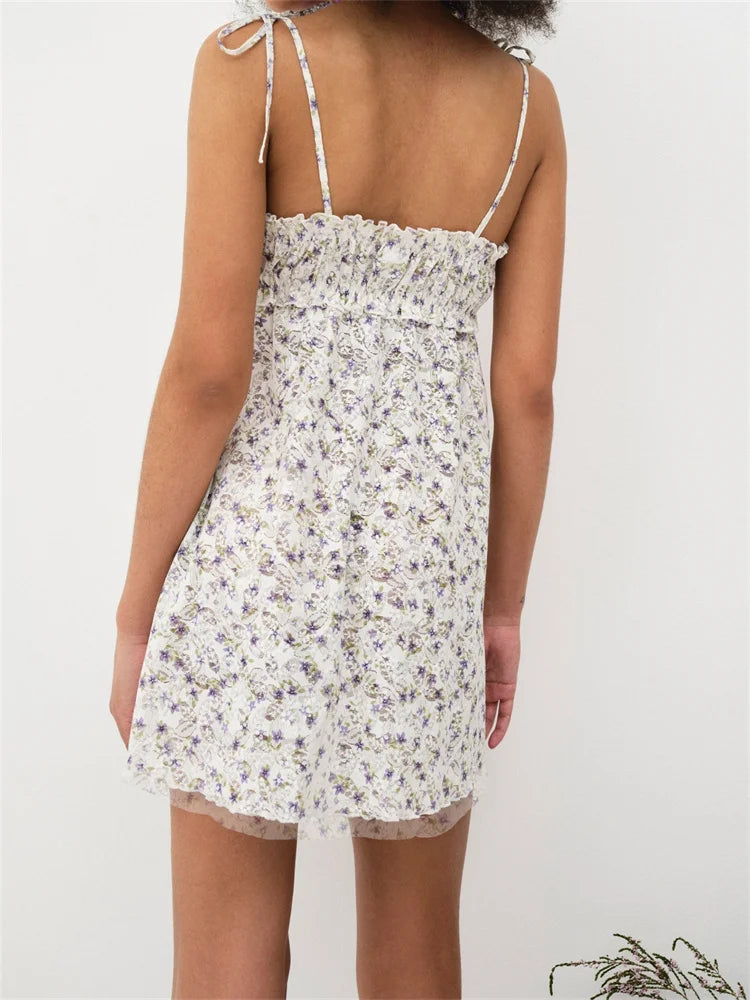 Ruffles Charming LaceUp Spaghetti Strap Mini Dresses