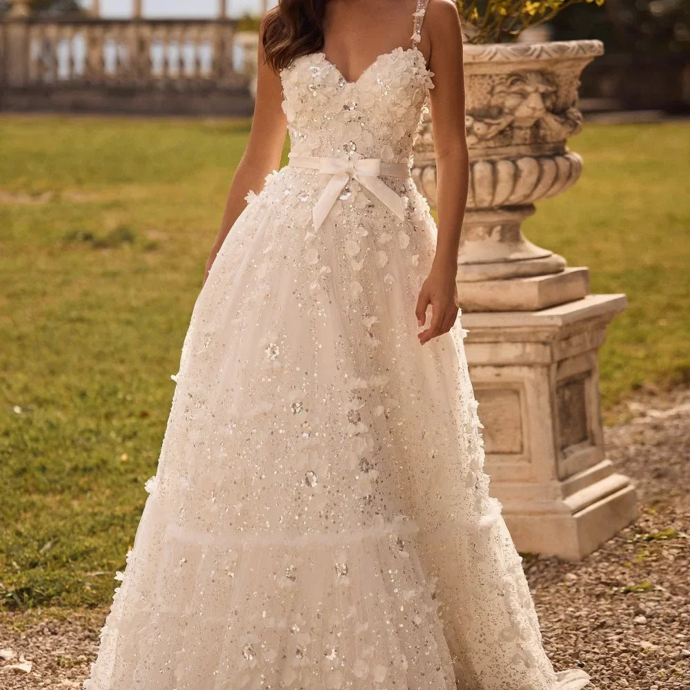 Flower Lace ALine Prom Dress