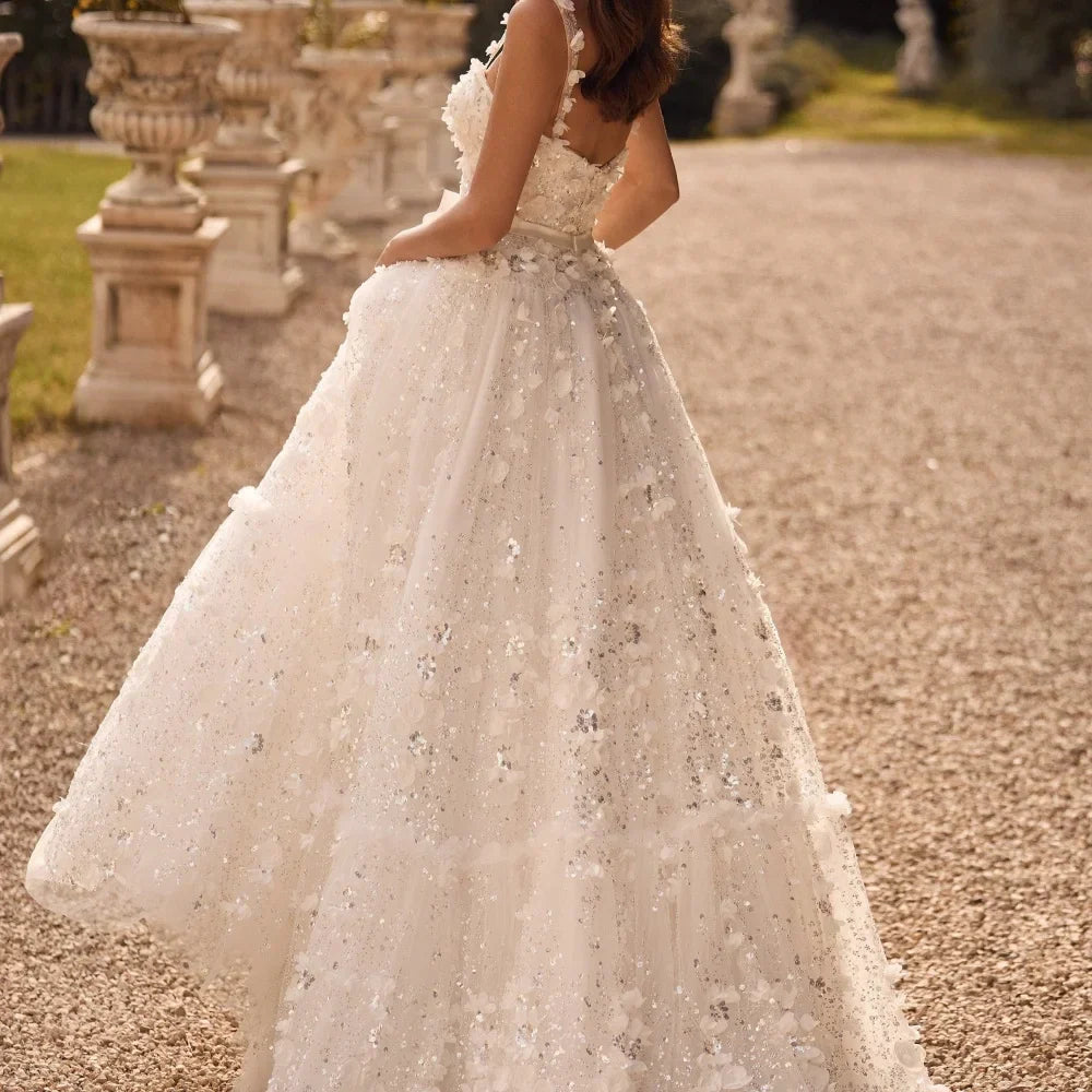 Flower Lace ALine Prom Dress