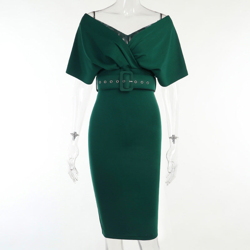 OffShoulder Graceful Party Ladies Vintage Evening Formal Midi Dress
