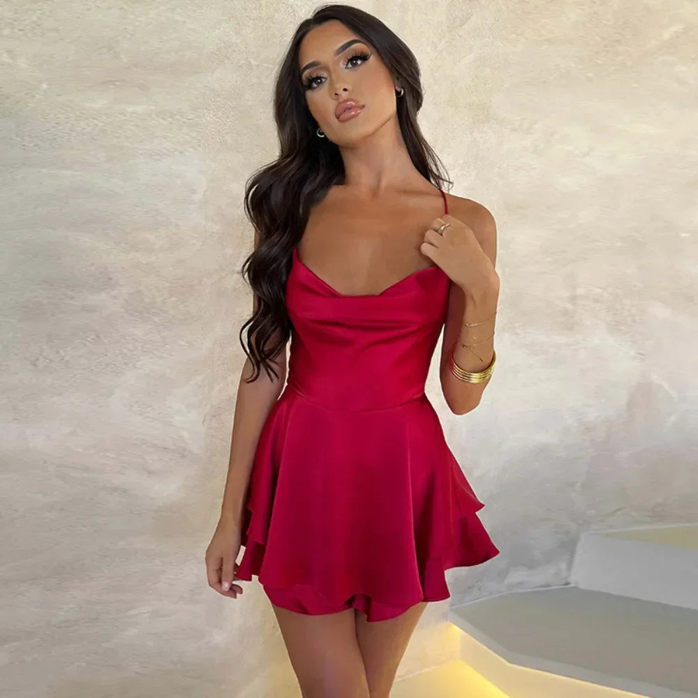 Slim Solid Fit Short Sleeve Mini Dress
