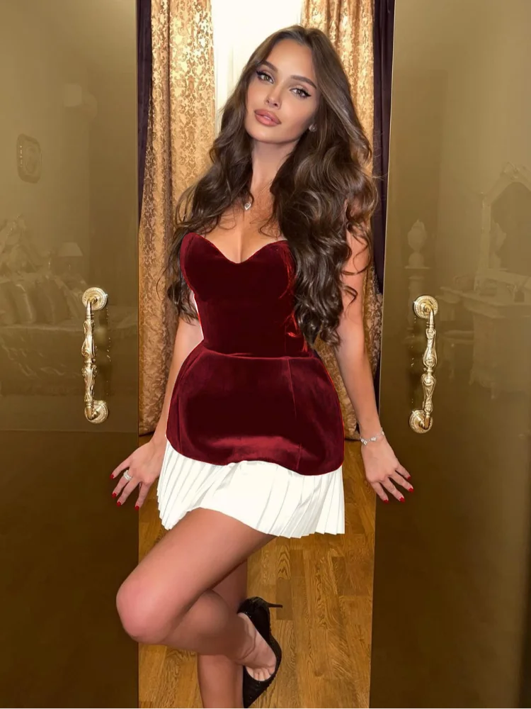 Strapless Zara Velvet Backless Mini Dress