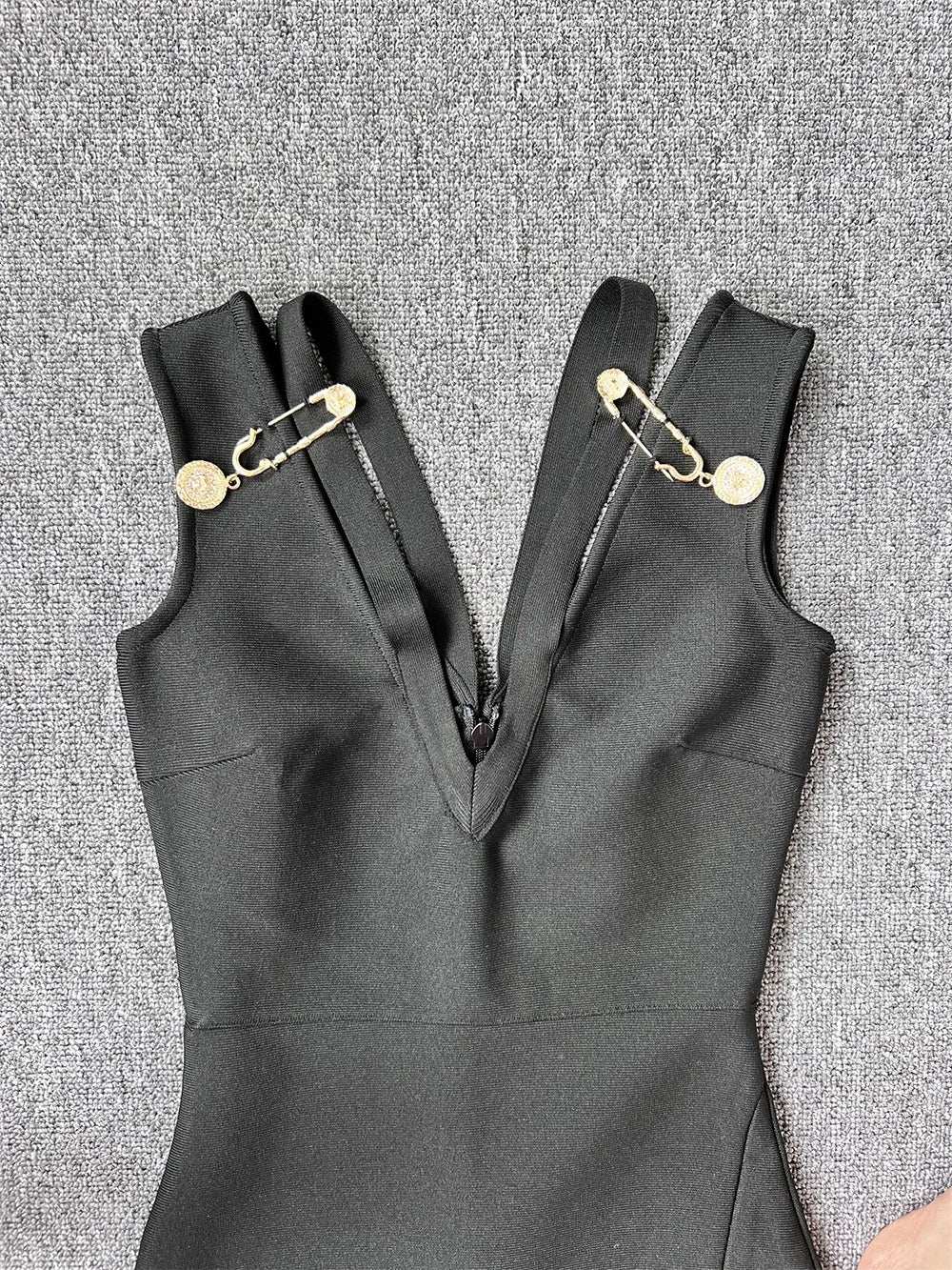 V Sleeveless Neck Bandage Long Dress
