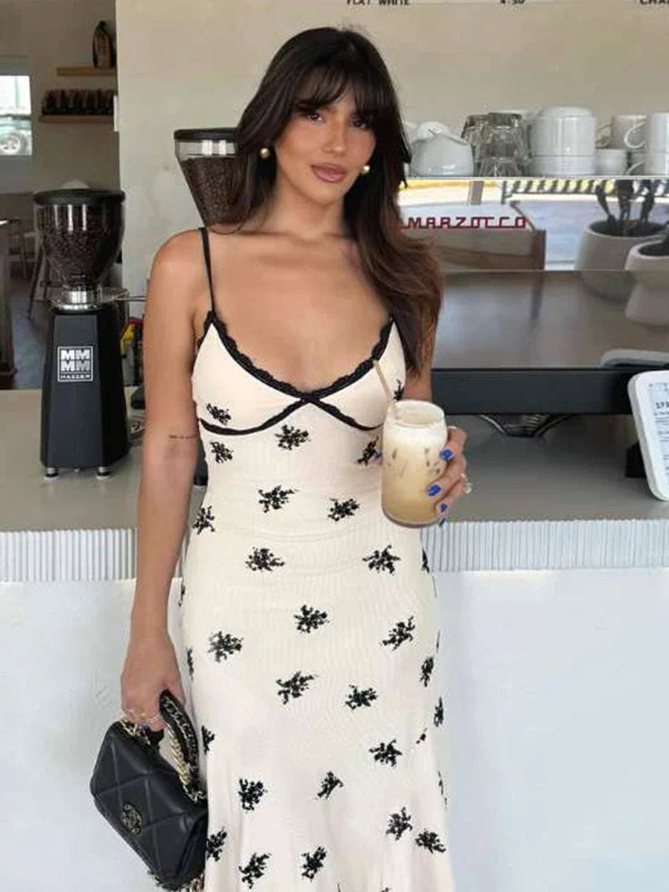 Print Irregular Panel Midi Dress