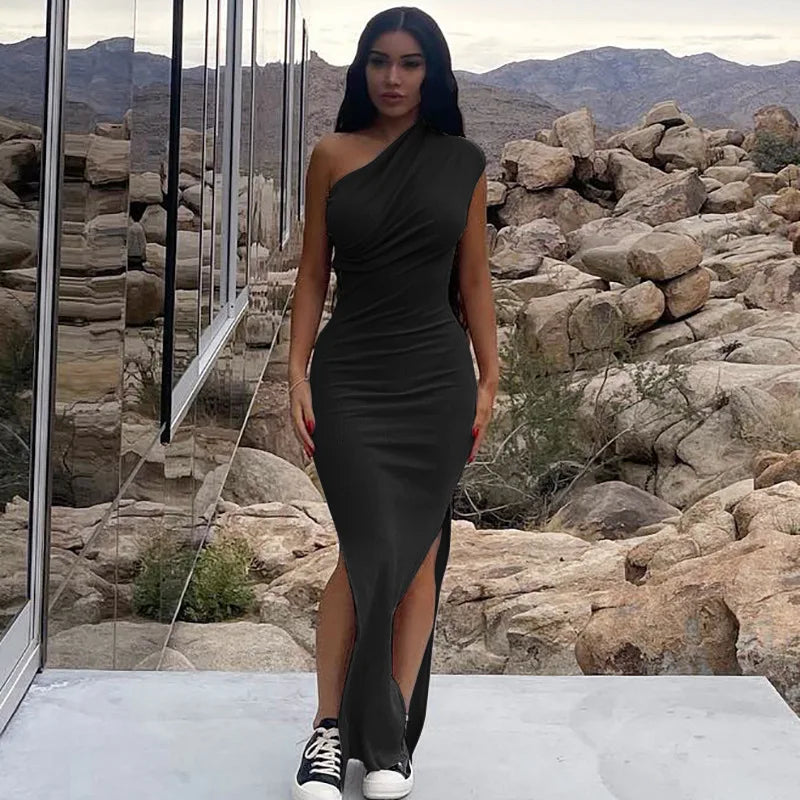 Slit Edition Strapless Backless Maxi Party Dress