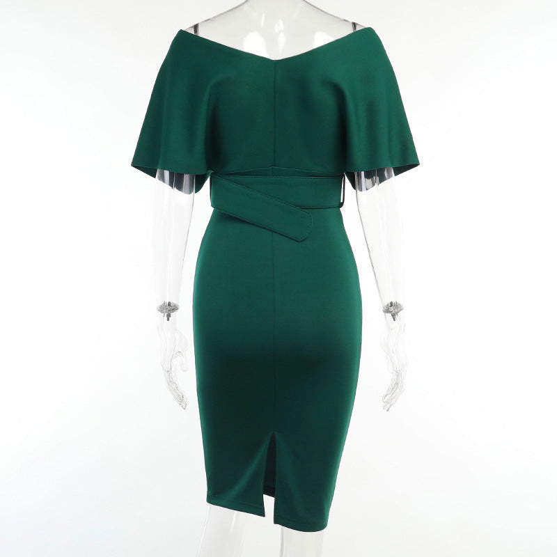 OffShoulder Graceful Party Ladies Vintage Evening Formal Midi Dress