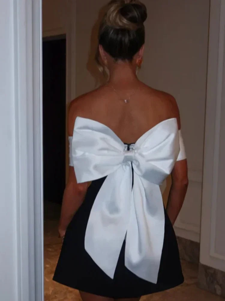 Bella Refined Back Big Bow Mini Dress