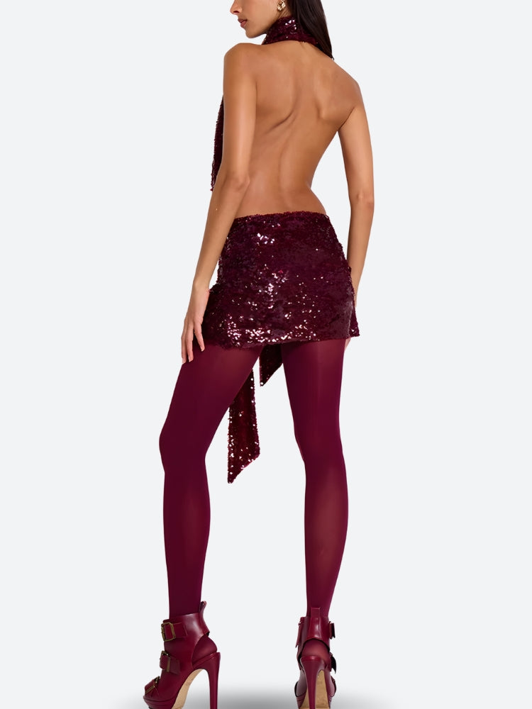 Backless Sequined Mini Dress