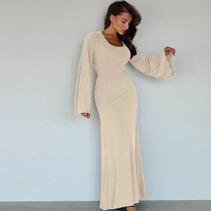 2024 Graceful Bodycon Flare Sleeve Maxi Dress