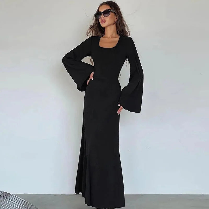 2024 Graceful Bodycon Flare Sleeve Maxi Dress