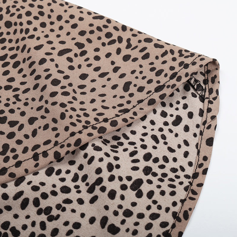 Attractive Irregular Hem Mini Bodycon Dress Long Sleeve O neck Spring Autumn Dress Leopard Short Dress
