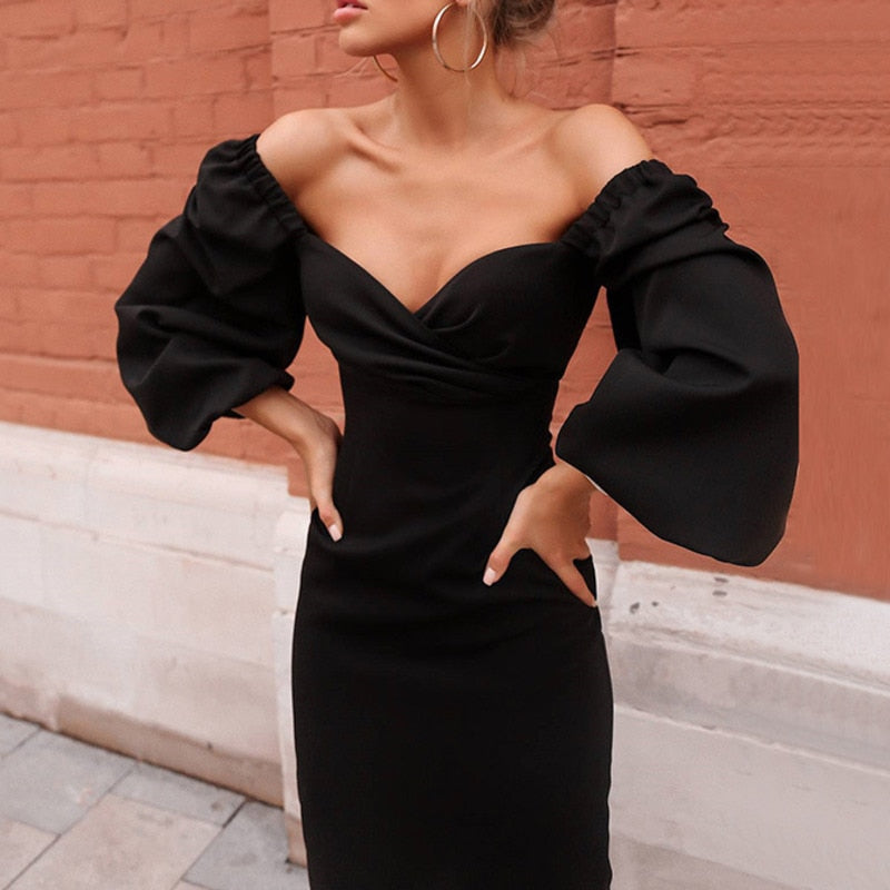 Classic Christmas Evening Sophisticated Date Office Party Midi Dress