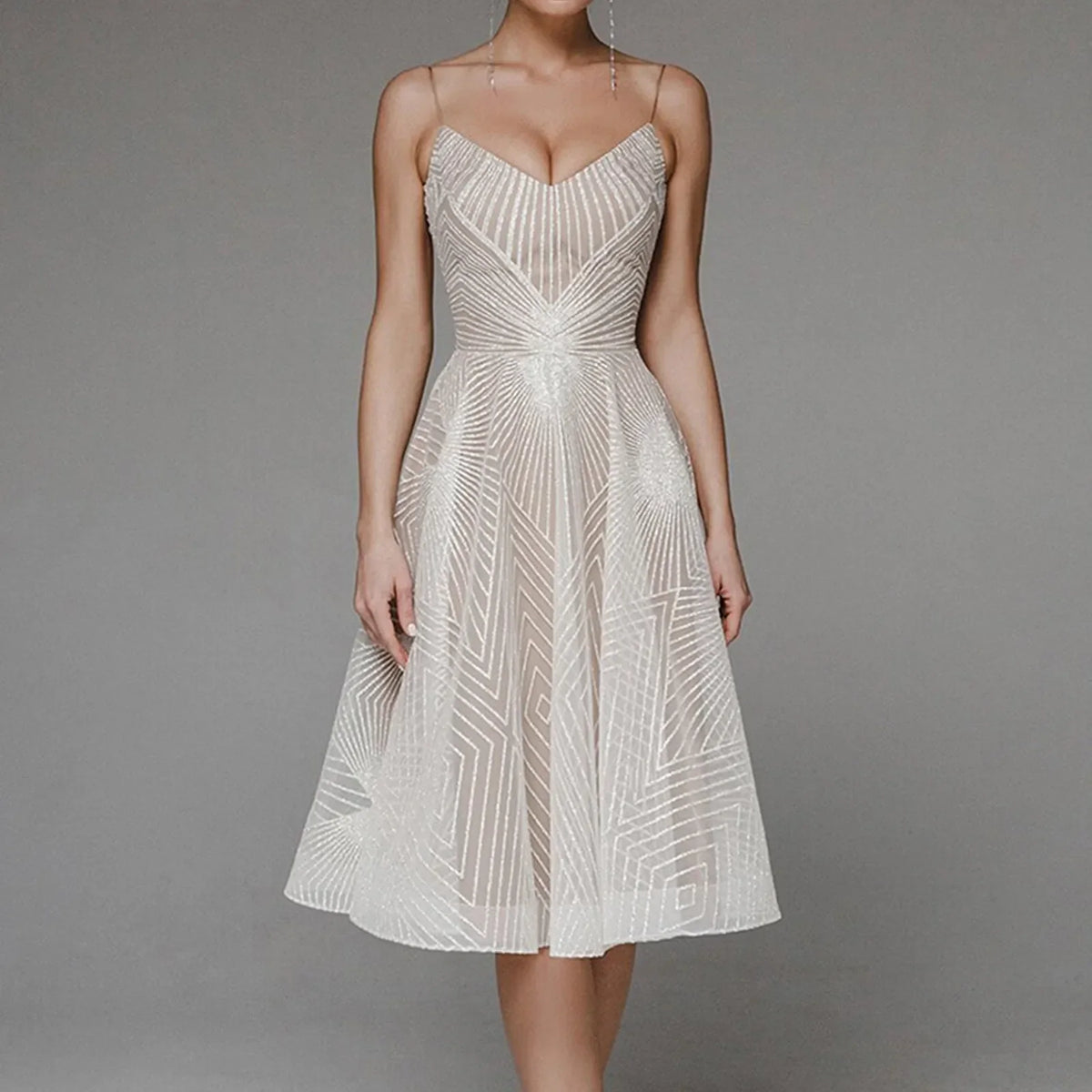 Luxurious Long Formal Party Sophisticated Evening Midi Dress