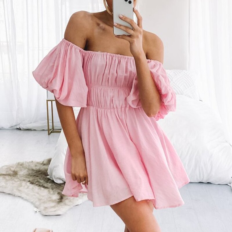 Top Tube Backless Puff Sleeves Nightclub Mini Dress