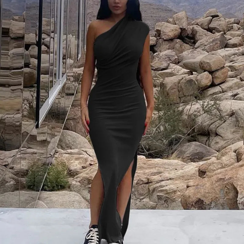 Slit Edition Strapless Backless Maxi Party Dress