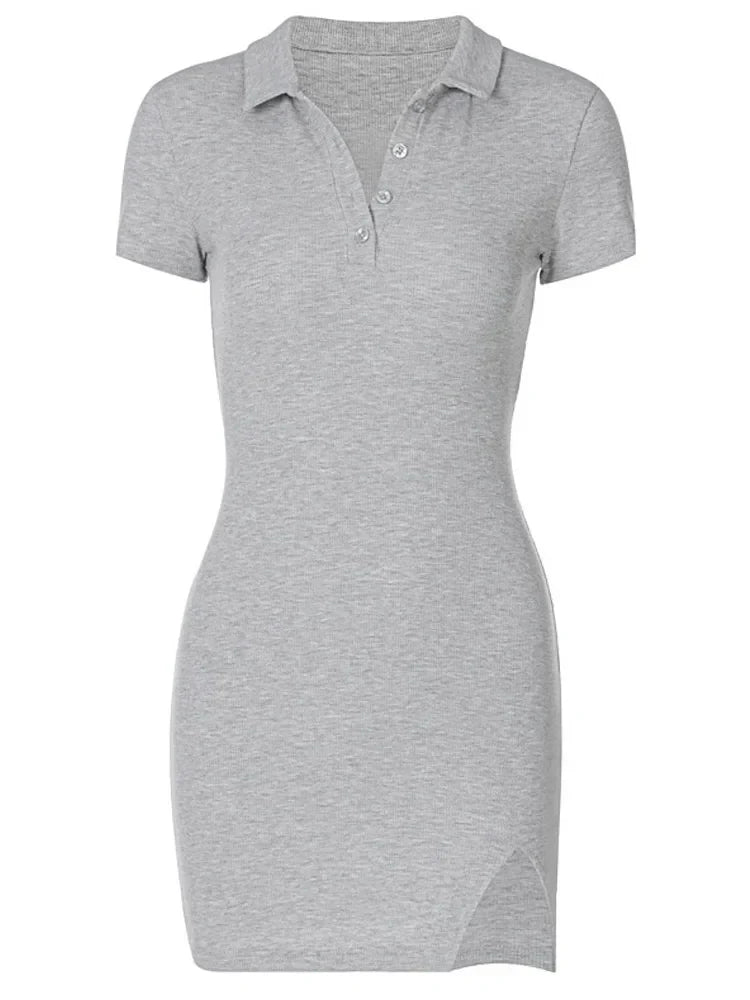 Sleeve Slit Mini Streetwear Charming Solid Party Clothing Midi Dresses