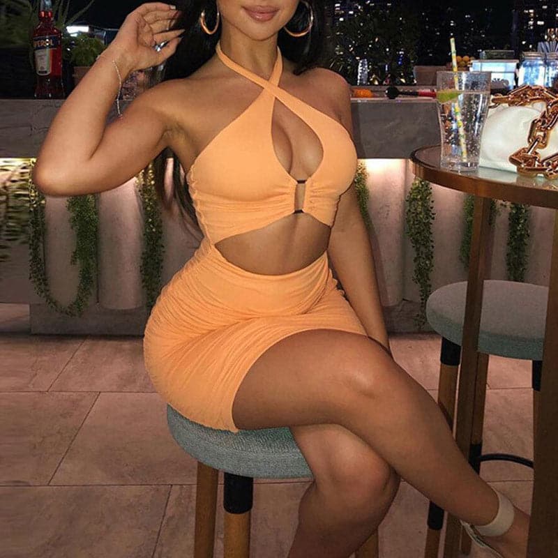 front Single dress with noise cut summer dress