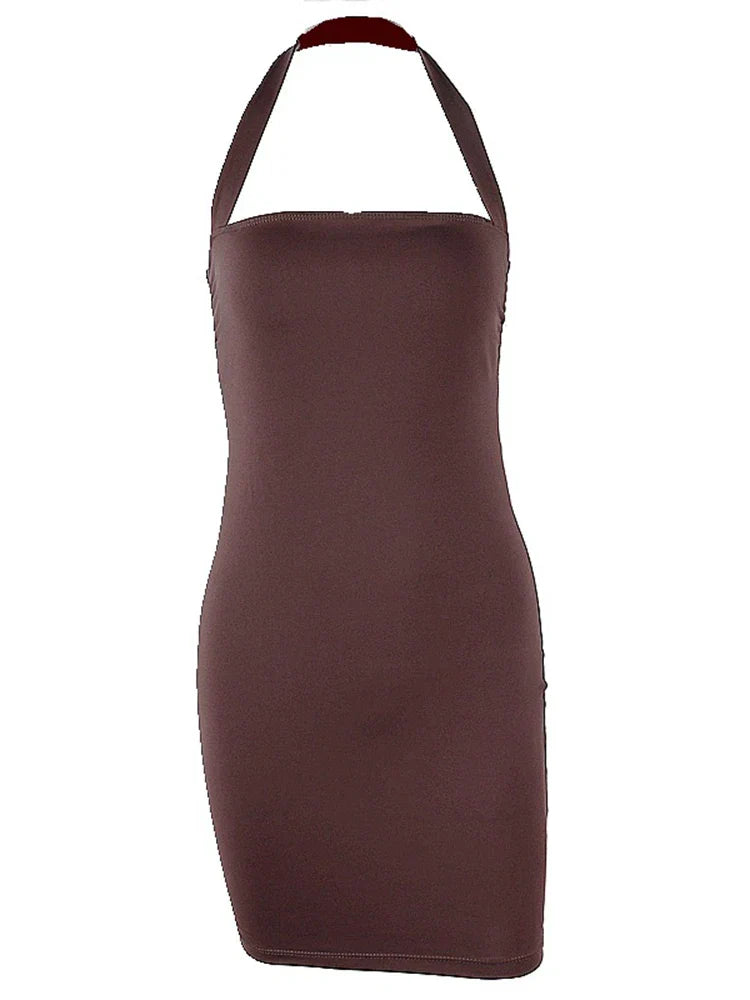Sleeveless Strapless Halter Night Refined Backless Summer Midi Dresses