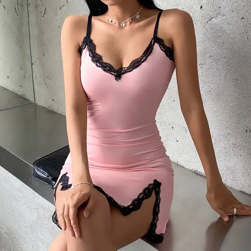 Smooth Girl Slit Mini Dress