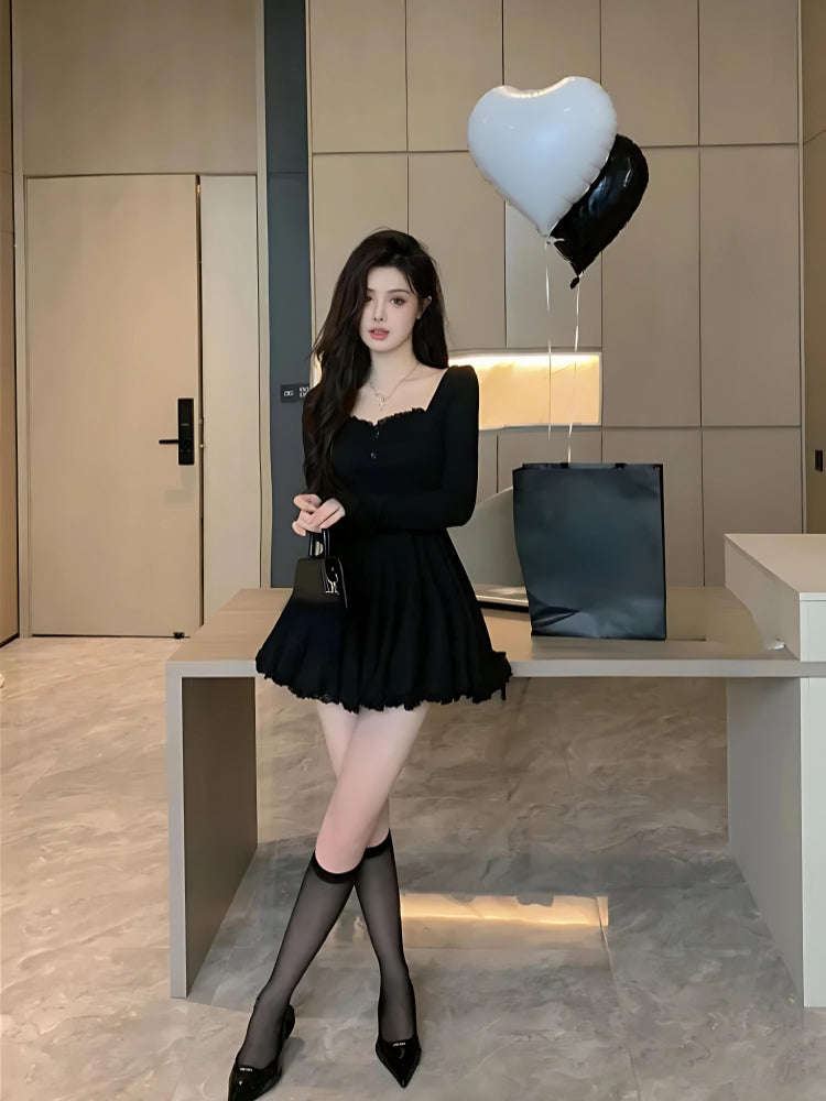 Cozy Girl Sweetheart Neckline Mini Dress