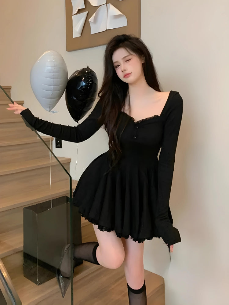 Cozy Girl Sweetheart Neckline Mini Dress
