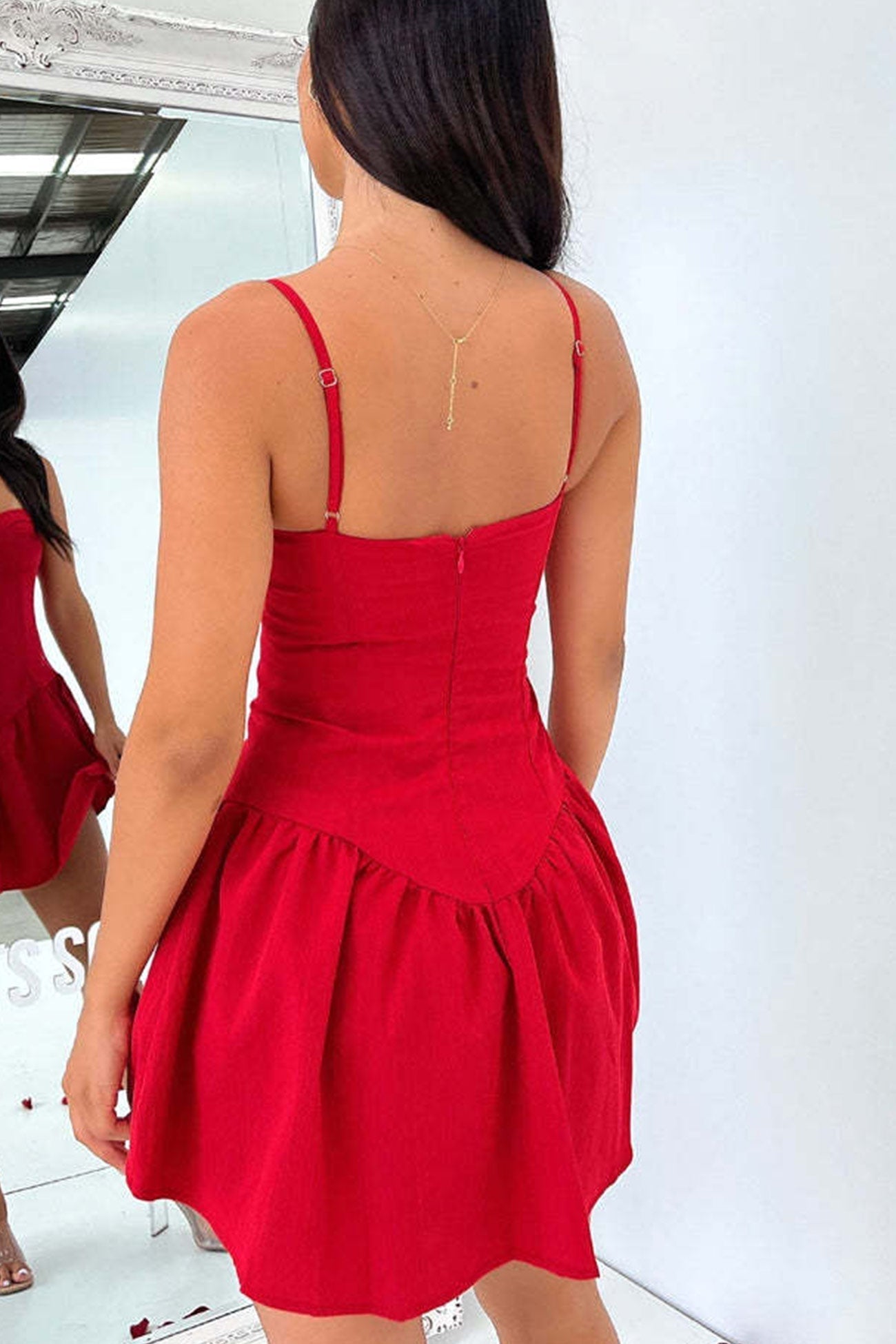 Corset Solid Ruched Cami Dress