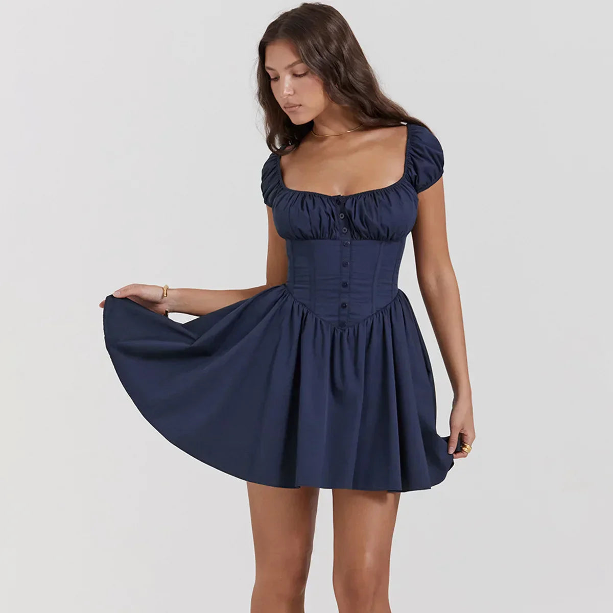 Neck Square Corset Mini Dress