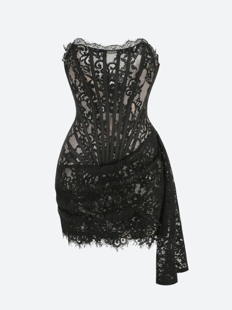 Lace Strapless Mini Dress