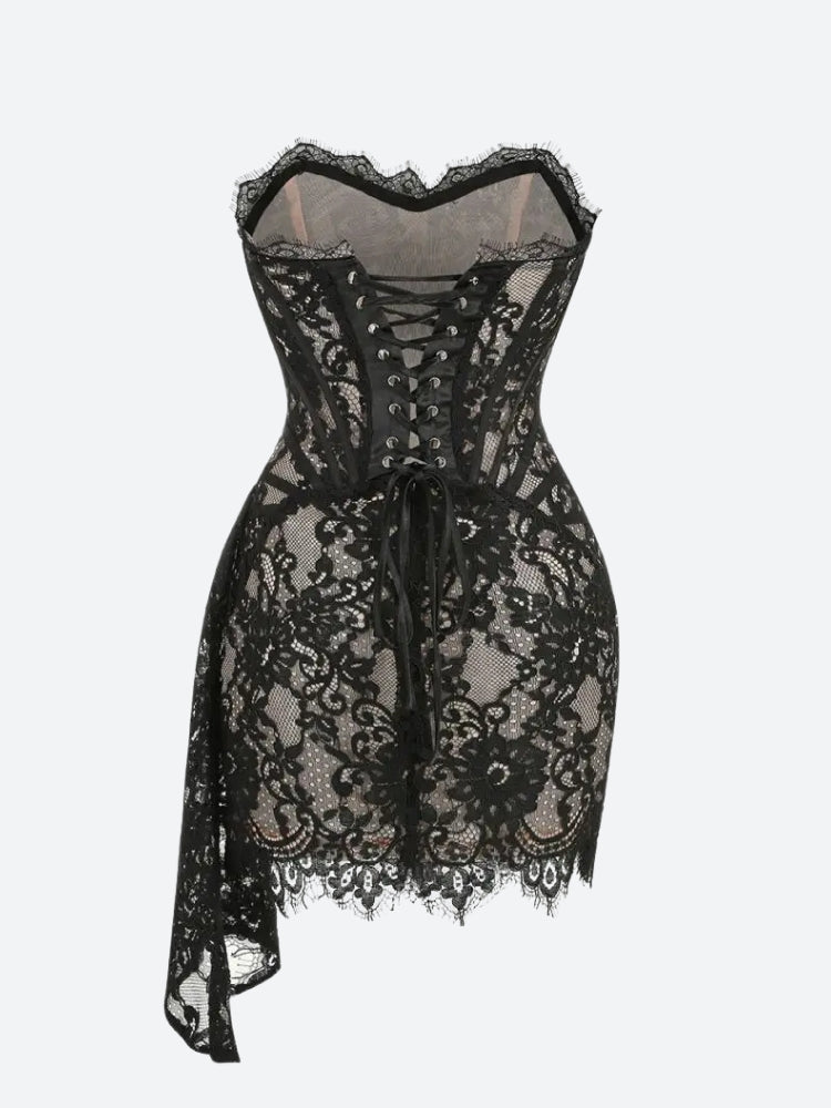 Lace Strapless Mini Dress