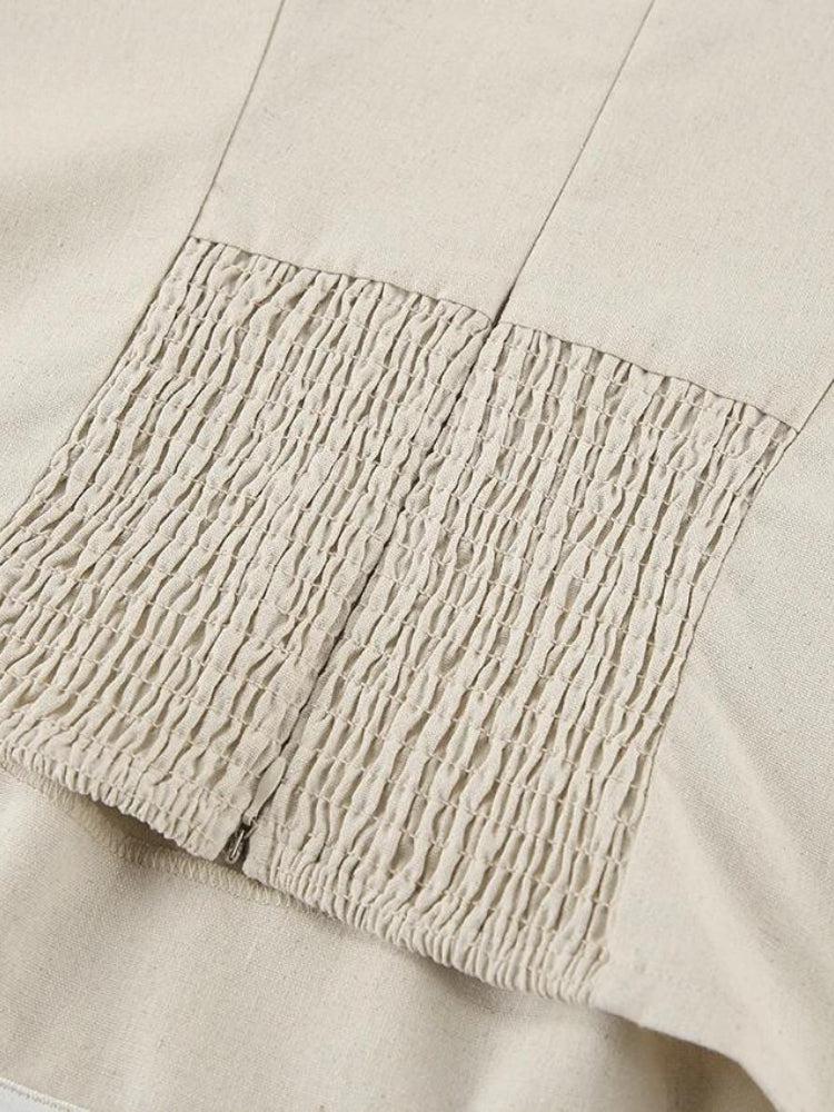 Linen Strapless Midi Dress