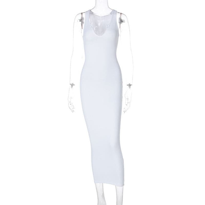 Summer Dresses Women Style Uneck Sleeveless Slim Fit Dress