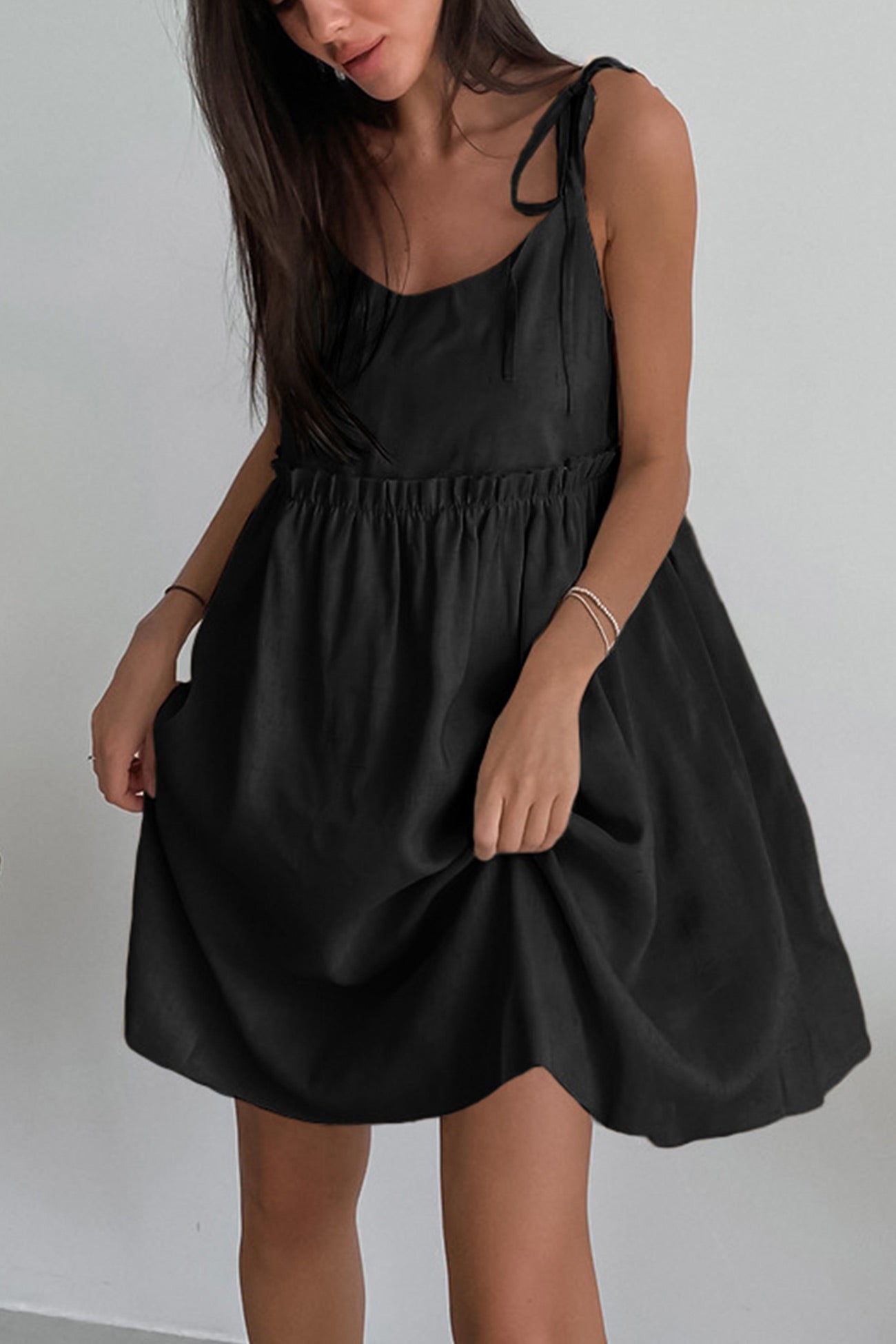 Straps Tie-up Cotton Cami Dress