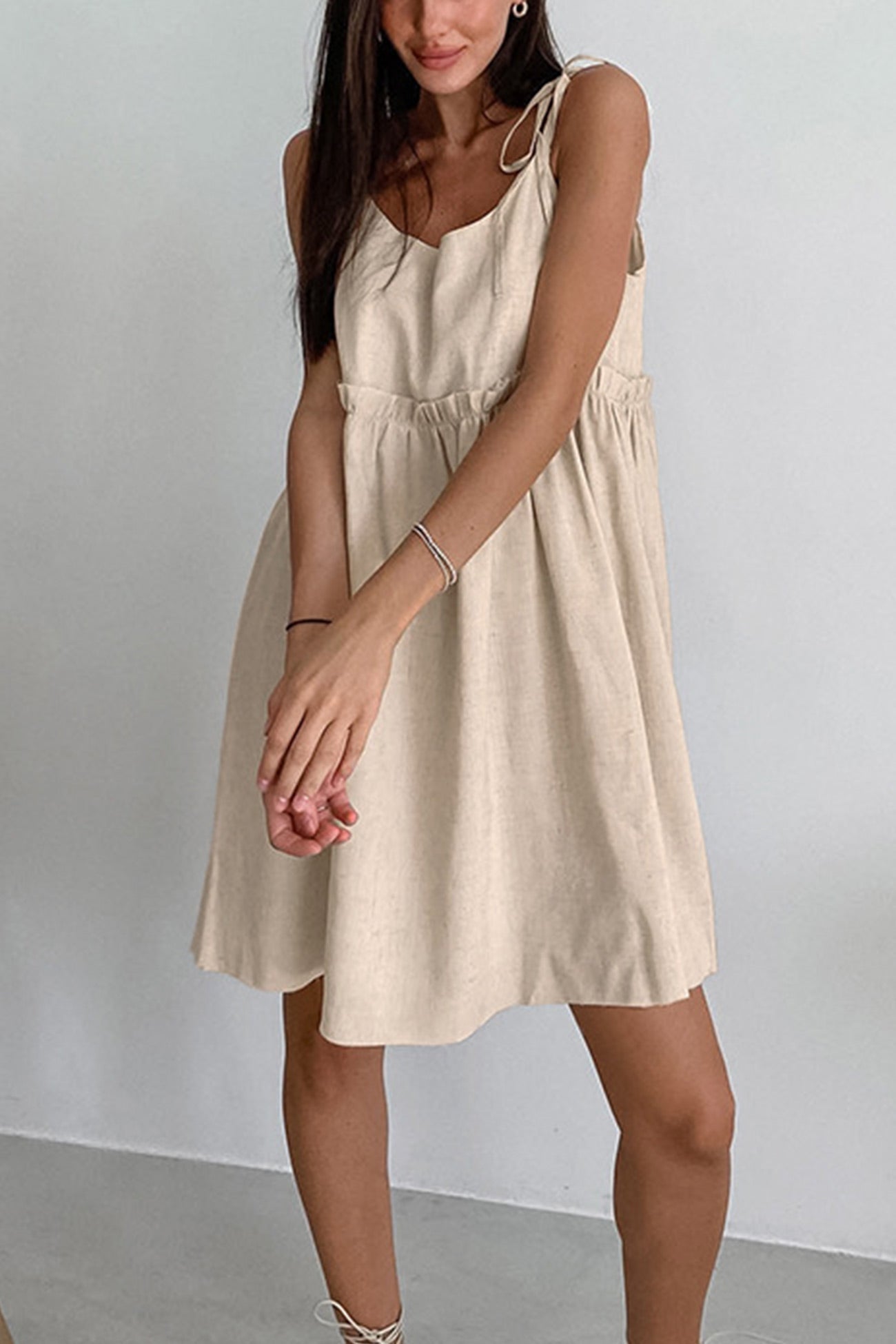 Straps Tie-up Cotton Cami Dress