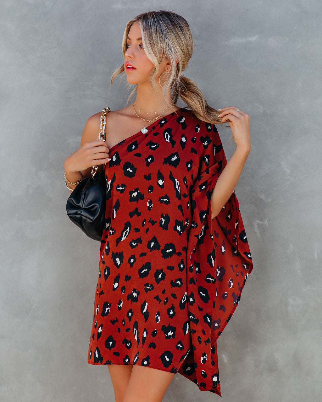 Winds Trade Printed One Shoulder Statement Dress FINAL